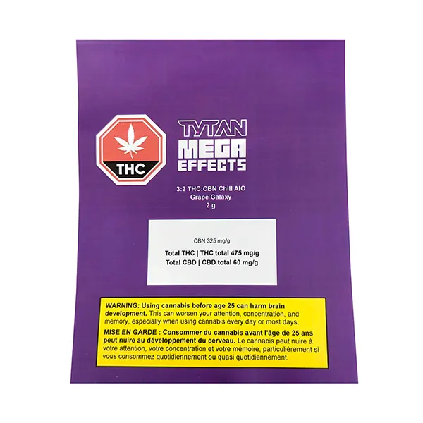 3:2 THC:CBN Chill AIO - Grape Galaxy (Disposable Vapes) by Tytan