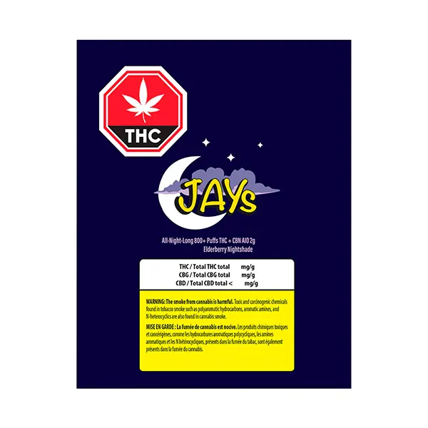 All-Night-Long 800+ Puffs THC + CBN AIO (Disposable Vapes) by Jays