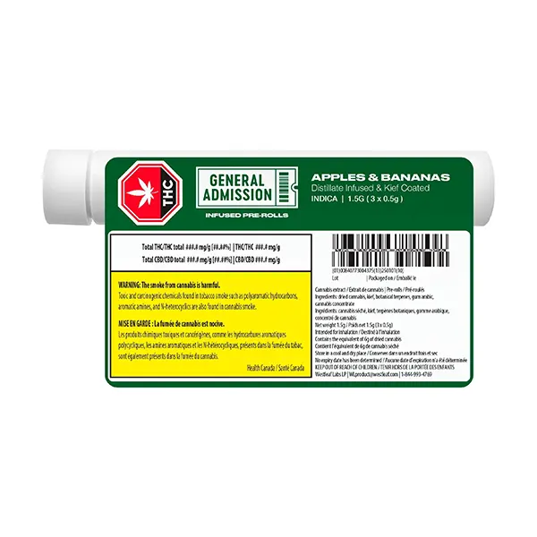 Apples & Bananas Distillate Infused Pre-Roll (Pre-Rolls) by General Admission