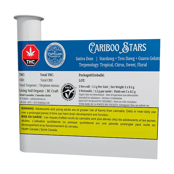 BC Organic (LSO) Cariboo Stars Pre-Roll (Pre-Rolls) by Cappellano Cannabis