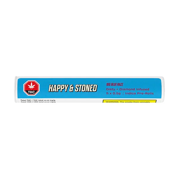 Big Blue Razz Disty +Diamond Infused Pre-Roll (Pre-Rolls) by Happy & Stoned