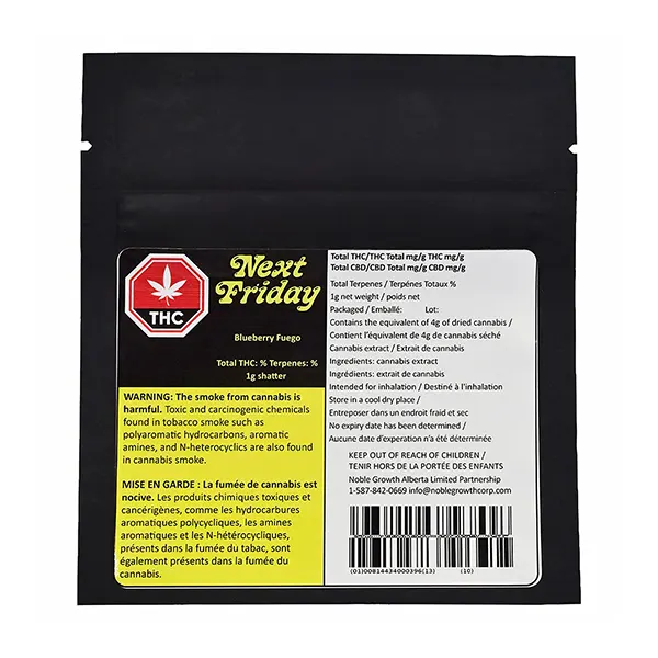 Image for Blueberry Fuego Shatter, cannabis shatter, wax by Next Friday