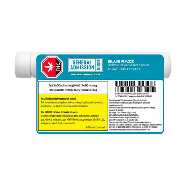Blue Razz Distillate Infused Pre-roll (Pre-Rolls) by General Admission