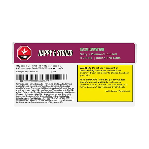 Chillin' Cherry Lime Disty+diamond Infused Pre-roll (Pre-Rolls) by Happy & Stoned