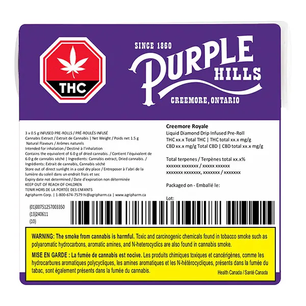 Creemore Royale Liquid Diamond Drip Infused Pre-Roll (Pre-Rolls) by Purple Hills
