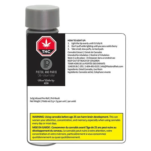 Hash Hole Infused Pre-Roll (Pre-Rolls) by Pistol and Paris