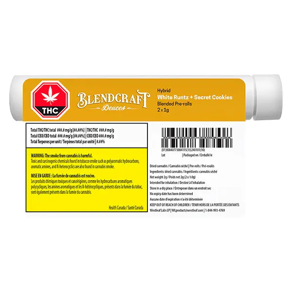 Image for Deuces Hybrid white Rntz X Secret Cookies Pre-roll, cannabis all products by Blendcraft by Qwest