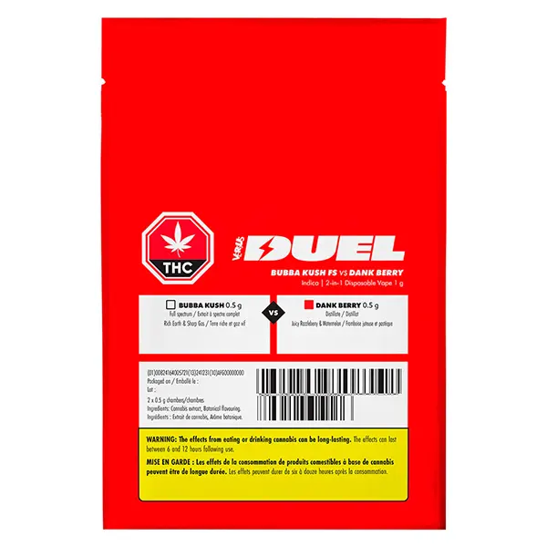 DUEL Bubba Kush FS vs Dank Berry 2-in-1 Disposable Vape (Disposable Vapes) by Versus
