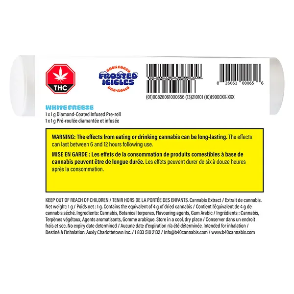 Frosted Icicles White Freeze Infused Pre-Roll (Pre-Rolls) by Back Forty