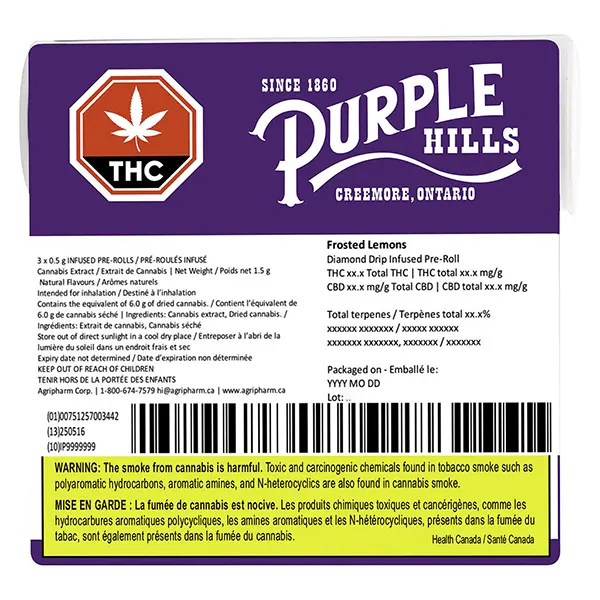 Frosted Lemons Diamond Drip Infused Pre-Roll (Pre-Rolls) by Purple Hills