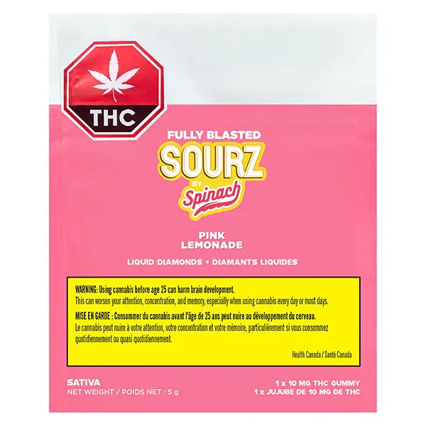 Image for Fully Blasted Pink Lemonade Gummies, cannabis gummies by SOURZ by Spinach