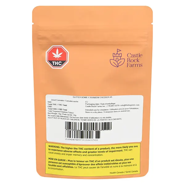 Image for Glitterbomb X Rainbow Cheddar 5, cannabis dried flower by Castle Rock Farms