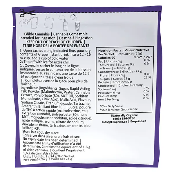 Grape 10 THC Instant Drink (Beverage Mixers) by Emprise