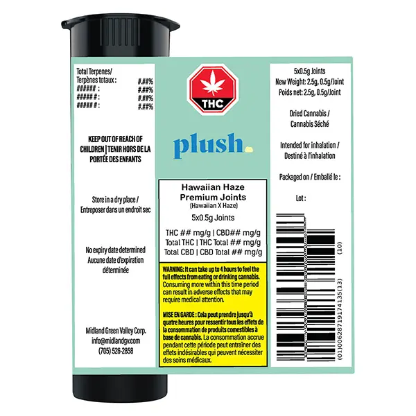 Image for Hawaiian Haze Premium Joints, cannabis pre-rolls by Plush
