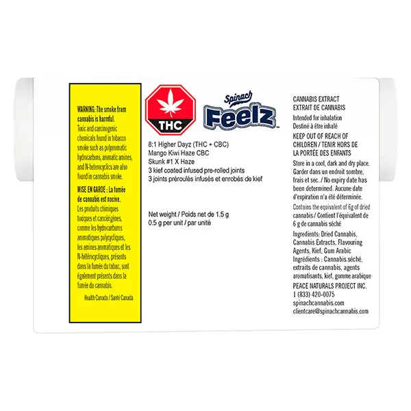 Fully Charged Mango Kiwi Haze CBC Infused Pre-Roll (Pre-Rolls) by Spinach Feelz