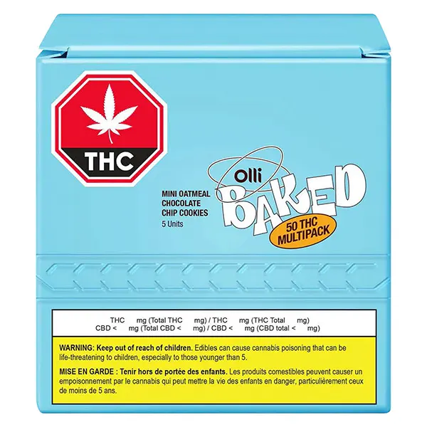 50 THC Mini Oatmeal Chocolate Chip Cookies (Baked Goods) by Olli Brands