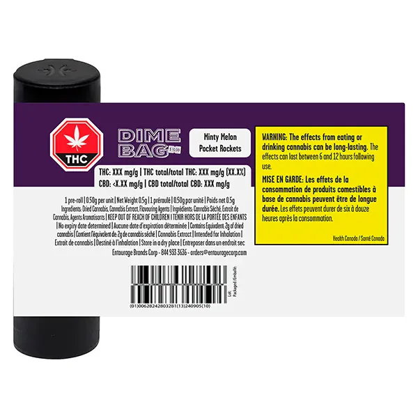 Minty Melon Pocket Rockets Infused Pre-roll (Pre-Rolls) by Dime Bag