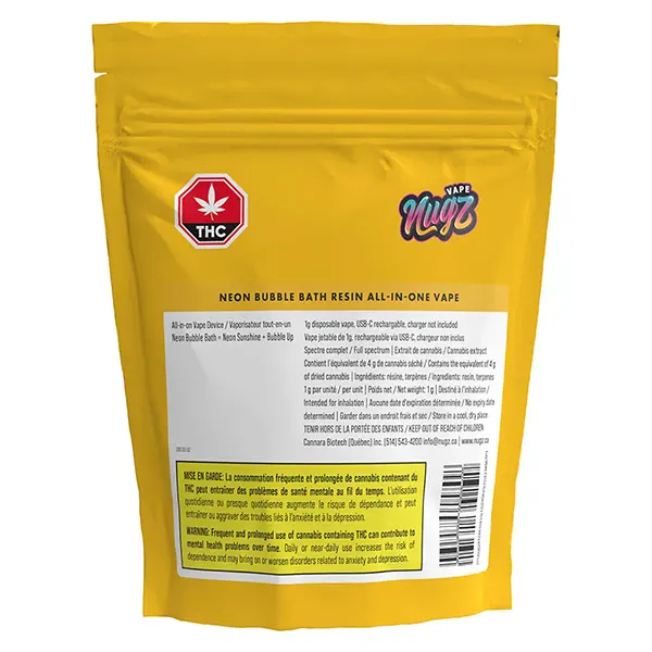 Neon Bubble Bath Resin All-in-one Vape (Disposable Vapes) by Nugz