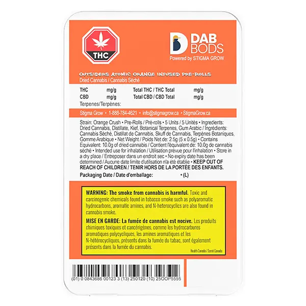 Image for Outsiders Atomic Orange Infused Pre-Roll, cannabis all products by Dab Bods