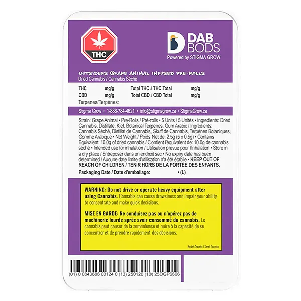 Image for Outsiders Grape Animal Infused Pre-Roll, cannabis all products by Dab Bods