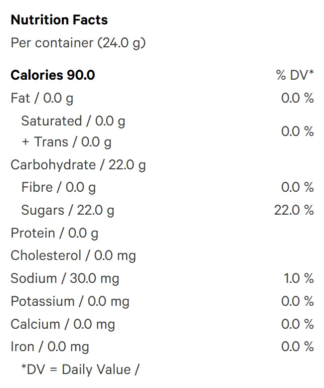 Nutrition Information for Peach 10 THC Instant Drink (Beverage Mixers) by Emprise