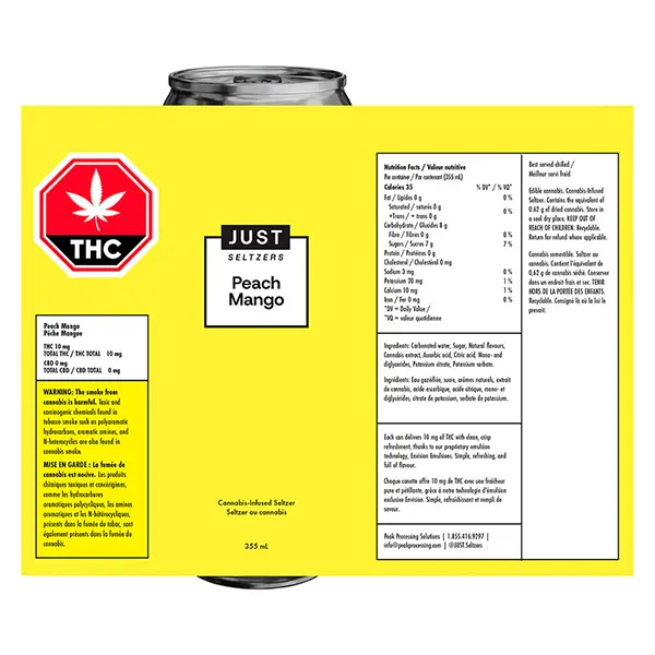 Peach Mango (Sparkling Water) by Just Seltzers