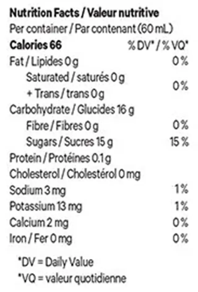 Nutrition Information for Peach Mixer (Beverage Mixers) by Token