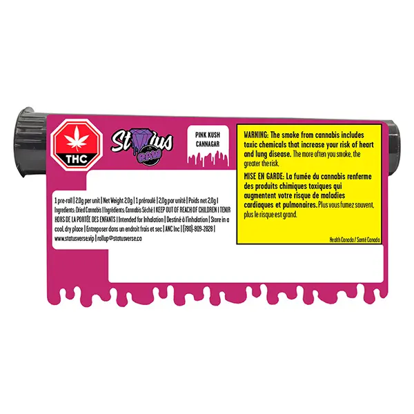 Image for Pink Kush Cannagar Pre-Roll, cannabis blunts by Status