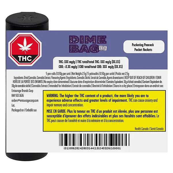 Image for Puckering Peacock Pocket Rockets Infused Pre-Roll, cannabis pre-rolls by Dime Bag