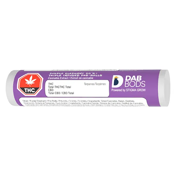 Image for Purple Elephant 50's+ Triple Infused Pre-Roll, cannabis all products by Dab Bods
