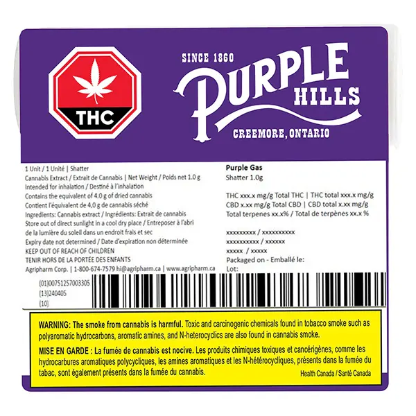 Image for Purple Gas Shatter, cannabis all products by Purple Hills