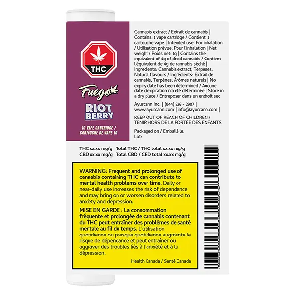 Image for Riot Berry 510 Thread Cartridge, cannabis all products by Fuego