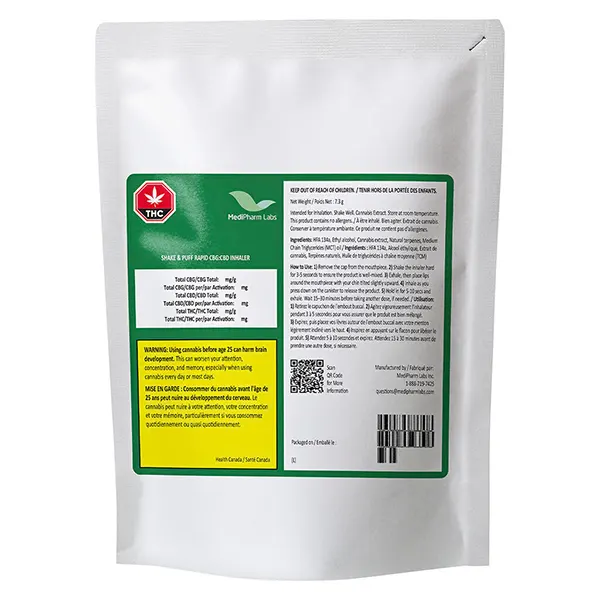 Image for Shake & Puff Rapid CBG:CBD Inhaler 5:10, cannabis oral sprays by Fireside