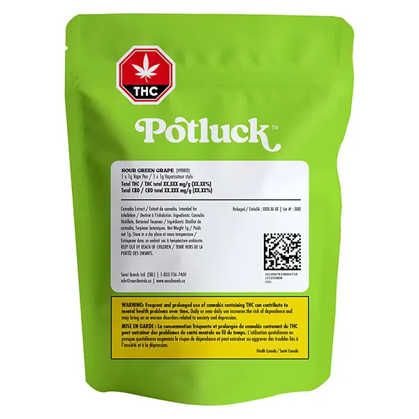 Image for Sour Green Grape Disposable Vape, cannabis all products by Potluck