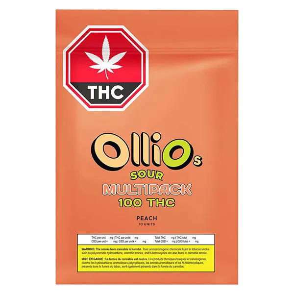 100 THC Multipack Sour Peach Gummies (Gummies) by Olli Brands