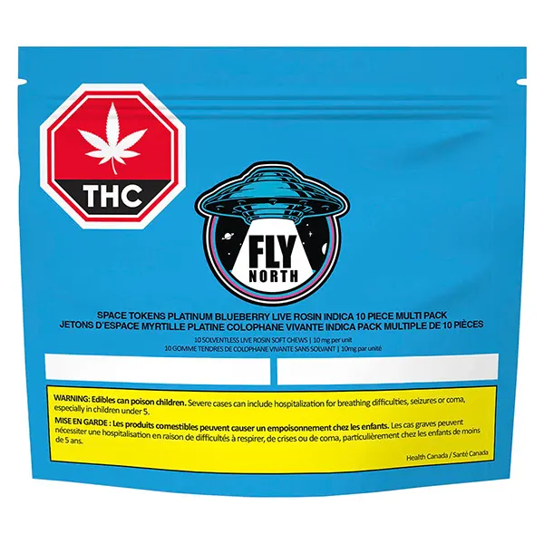 Space Tokens Platinum Blueberry Live Rosin Indica Multi Pack (Gummies) by Fly North