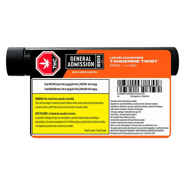 Tangerine Twist Sativa Liquid Diamond 510 Thread Cartridge (510 Cartridges) by General Admission