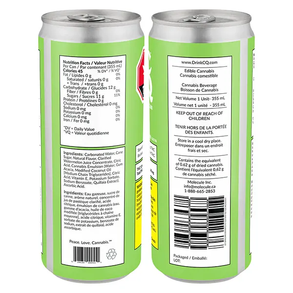 Image for Watermelon Cucumber Sativa, cannabis sparkling water by CQ Sparkling