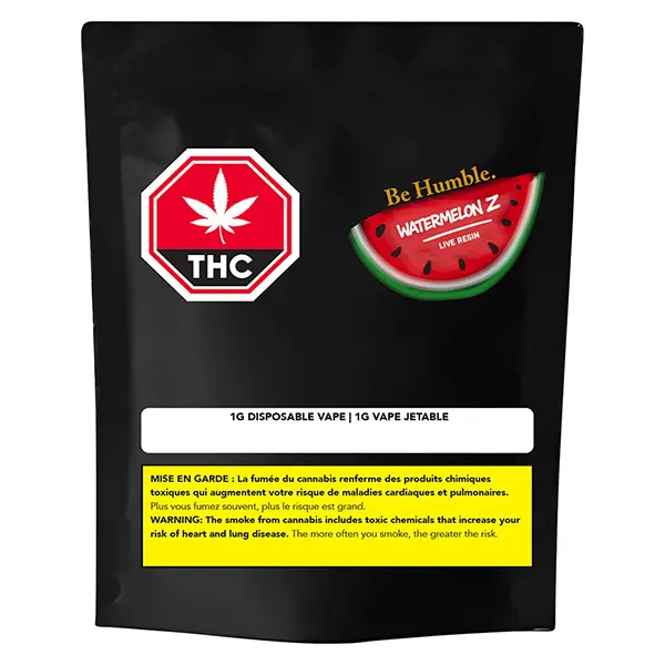 Image for Watermelon Z Live Resin AIO, cannabis disposable vapes by Be Humble.