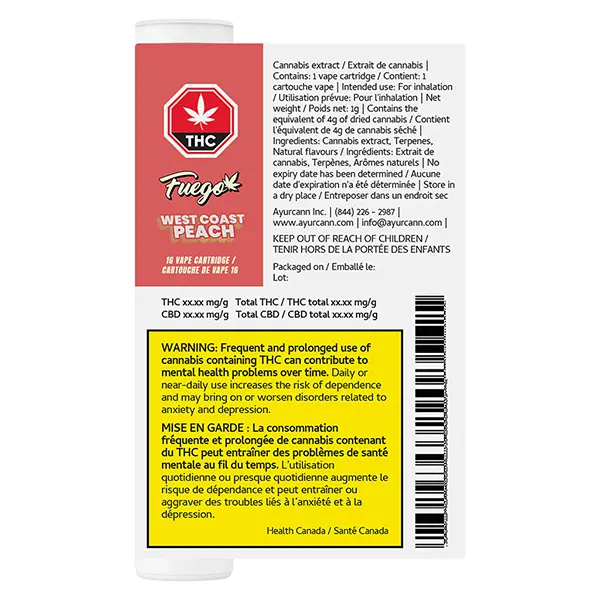 West Coast Peach 510 Thread Cartridge (510 Cartridges) by Fuego