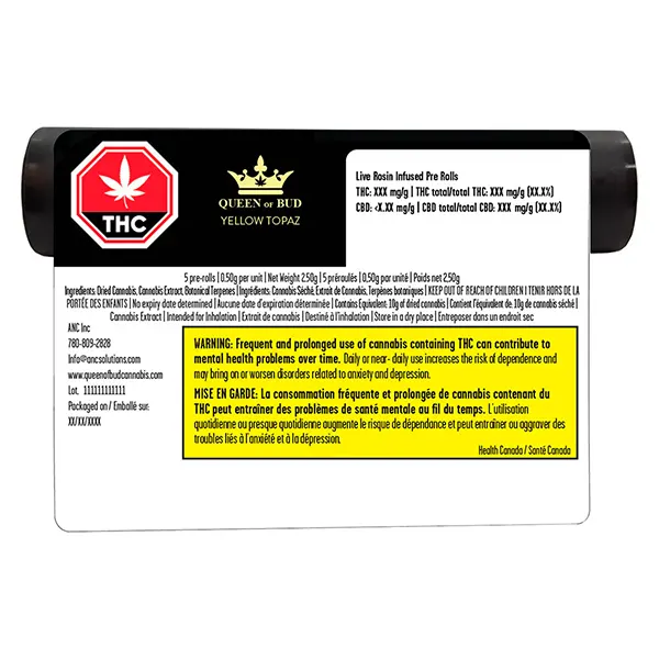 Yellow Topaz Live Rosin Mango Honey Infused Pre-Roll (Pre-Rolls) by Queen of Bud