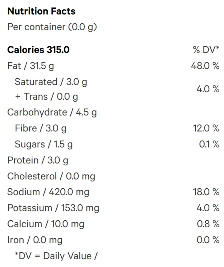 Nutrition Information for Yum Yum Factor THC:CBD 1:25 Micro-Dosed Vegan Chili Crisp (Baking, Cooking) by Social Sessions