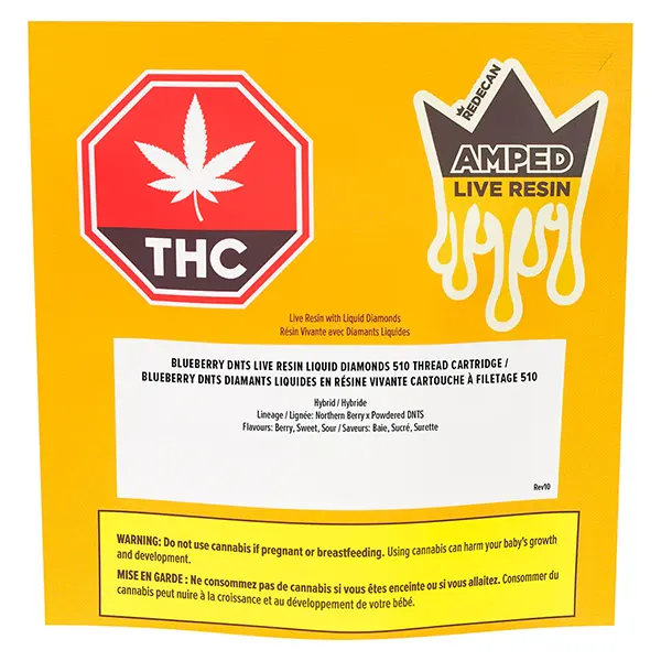 Image for Amped Live Resin Blueberry DNTS 510 Thread Cartridge, cannabis 510 cartridges by Redecan