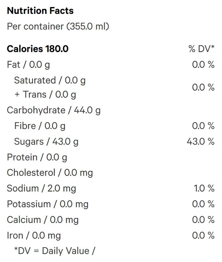 Cream Soda 4pk (Soft Drinks) Nutrition Table