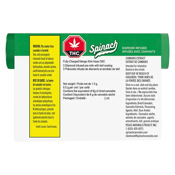 Fully Charged Mango Kiwi Haze CBC Infused Pre-Roll (Pre-Rolls) by Spinach Feelz