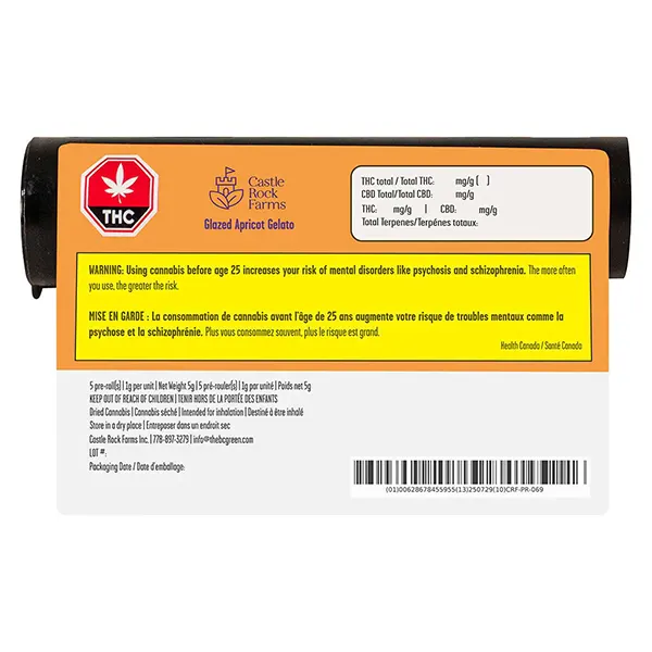 Glazed Apricot Gelato (Pre-Rolls) by Castle Rock Farms