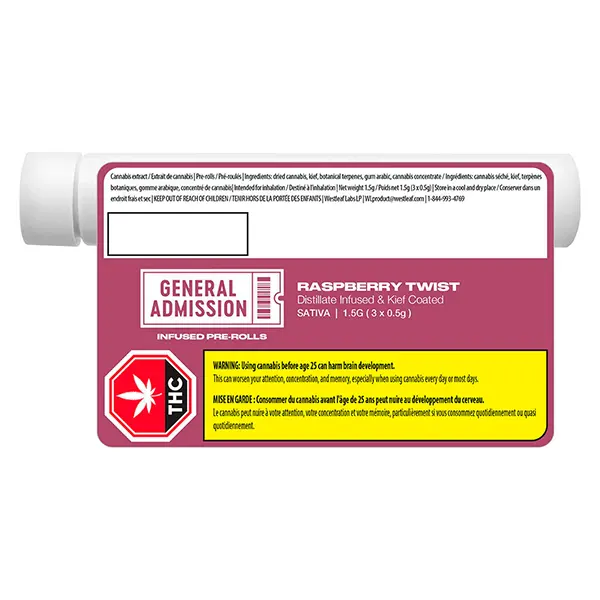 Raspberry Twist Infused Pre-Roll (Pre-Rolls) by General Admission