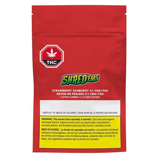 Strawberry Sunburst 3:1 CBG:THC (Gummies) by Shred'ems