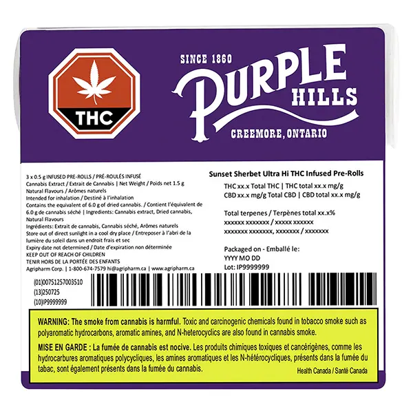 Sunset Sherbet Ultra Hi THC Infused Pre-Roll (Pre-Rolls) by Purple Hills
