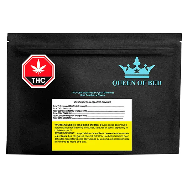 Image for THC+CBN Blue Topaz Crystal Gummies Blue Raspberry, cannabis all products by Queen of Bud